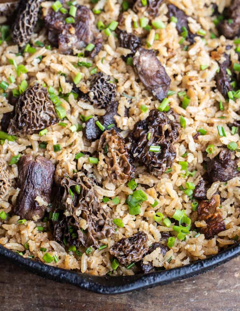 Dried morel and venison rice