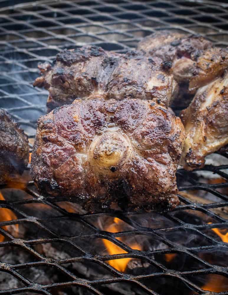 Smoking oxtails on a grill