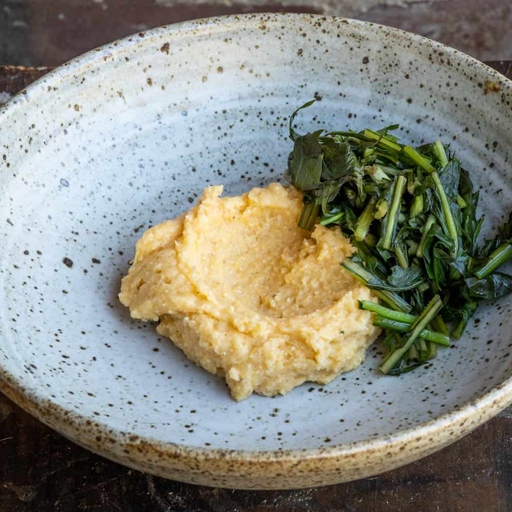 Polenta and dandelions