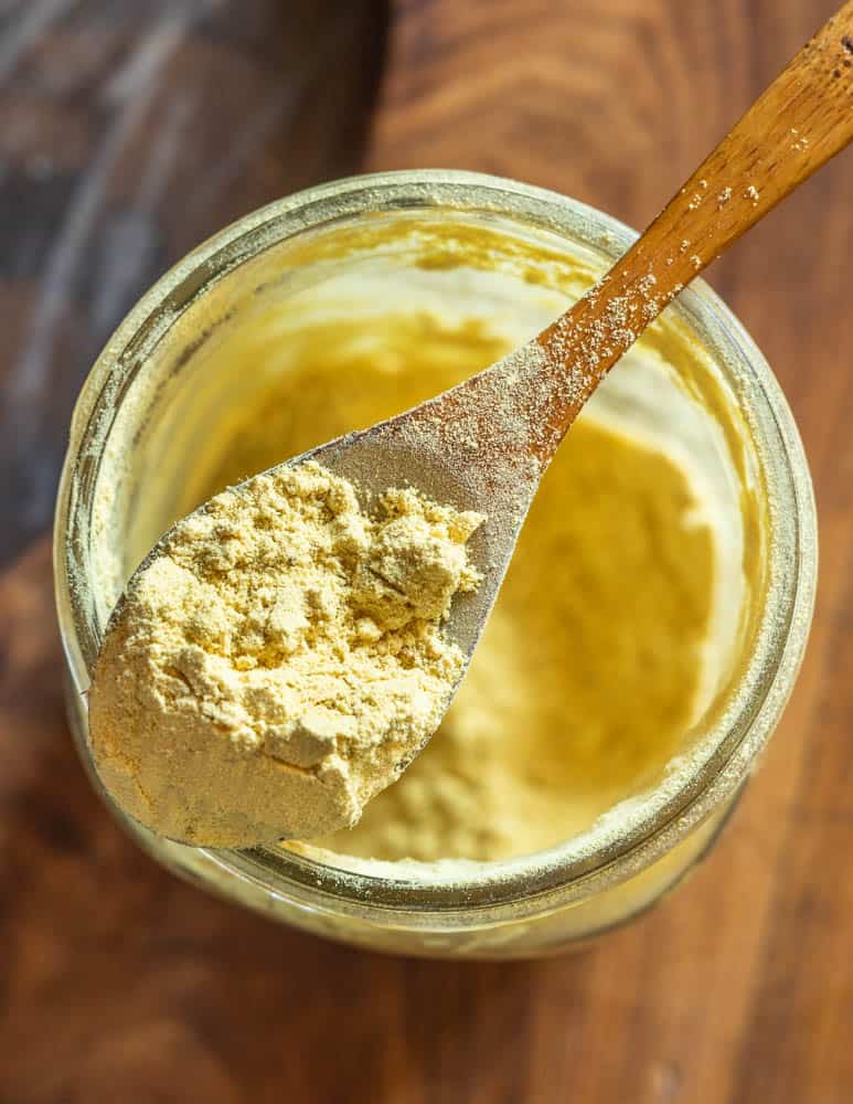 A jar of foraged cattail pollen. 