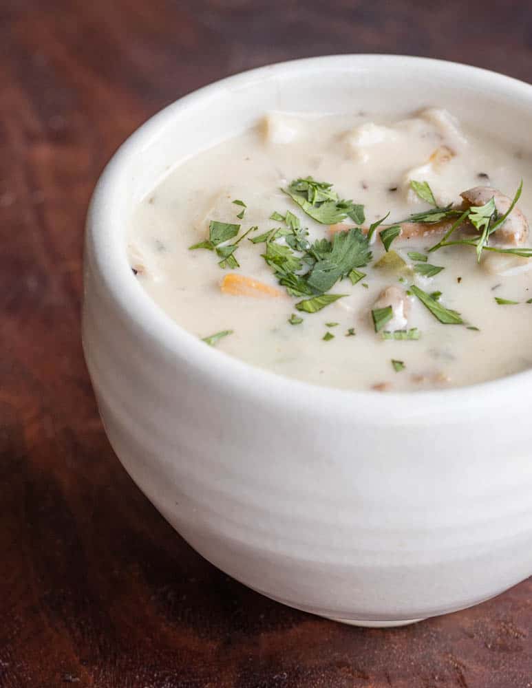 Wild Mushroom Chowder with hericium and yellowfoot chanterelles