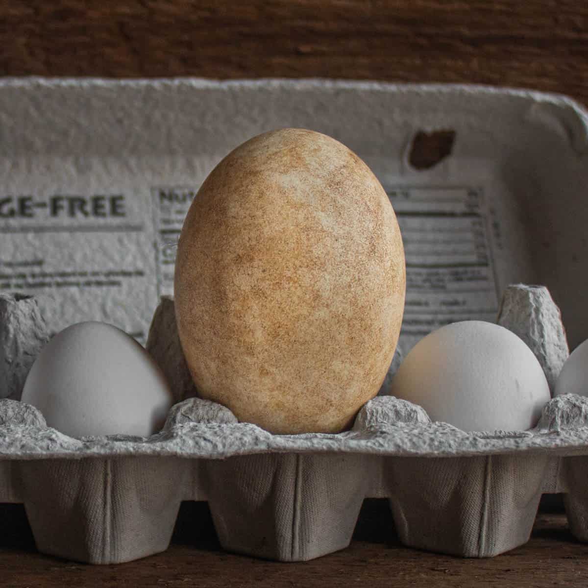 wild goose egg next to chicken egg comparison