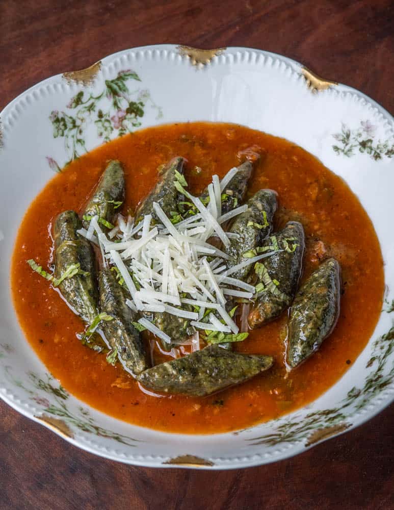 Nettle and breadcrumb gnocchi with tomato and wild mint butter recipe