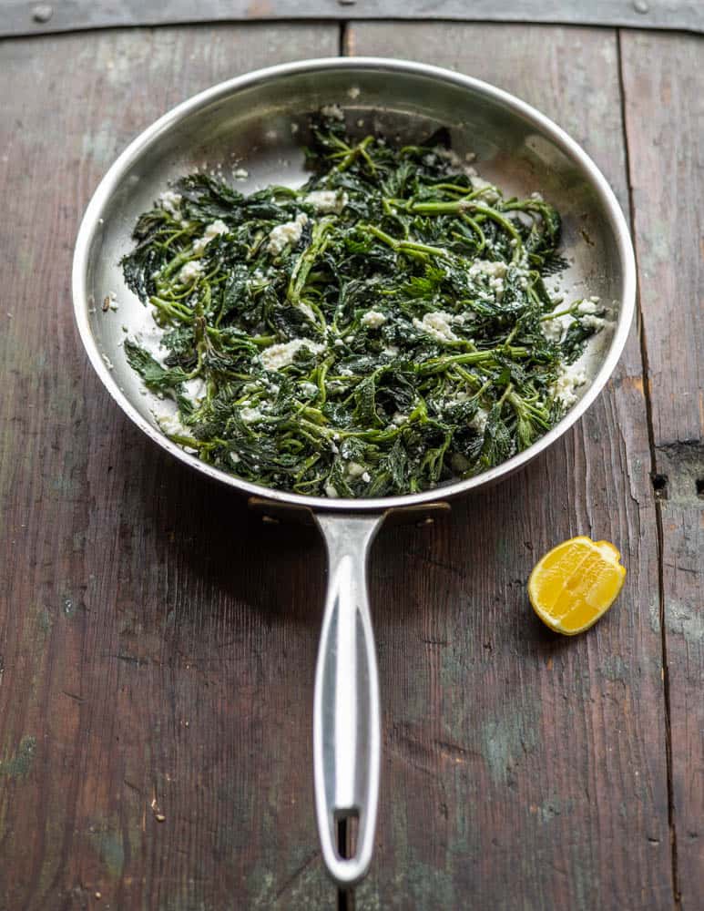 Turkish nettle recipe with lor cheese