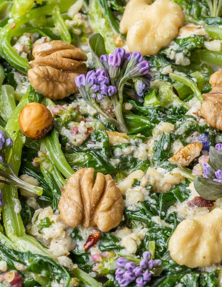 Virginia bluebells recipe with walnut sauce