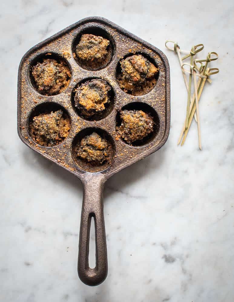 Baked morels with garlic herb butter and breadcrumbs recipe