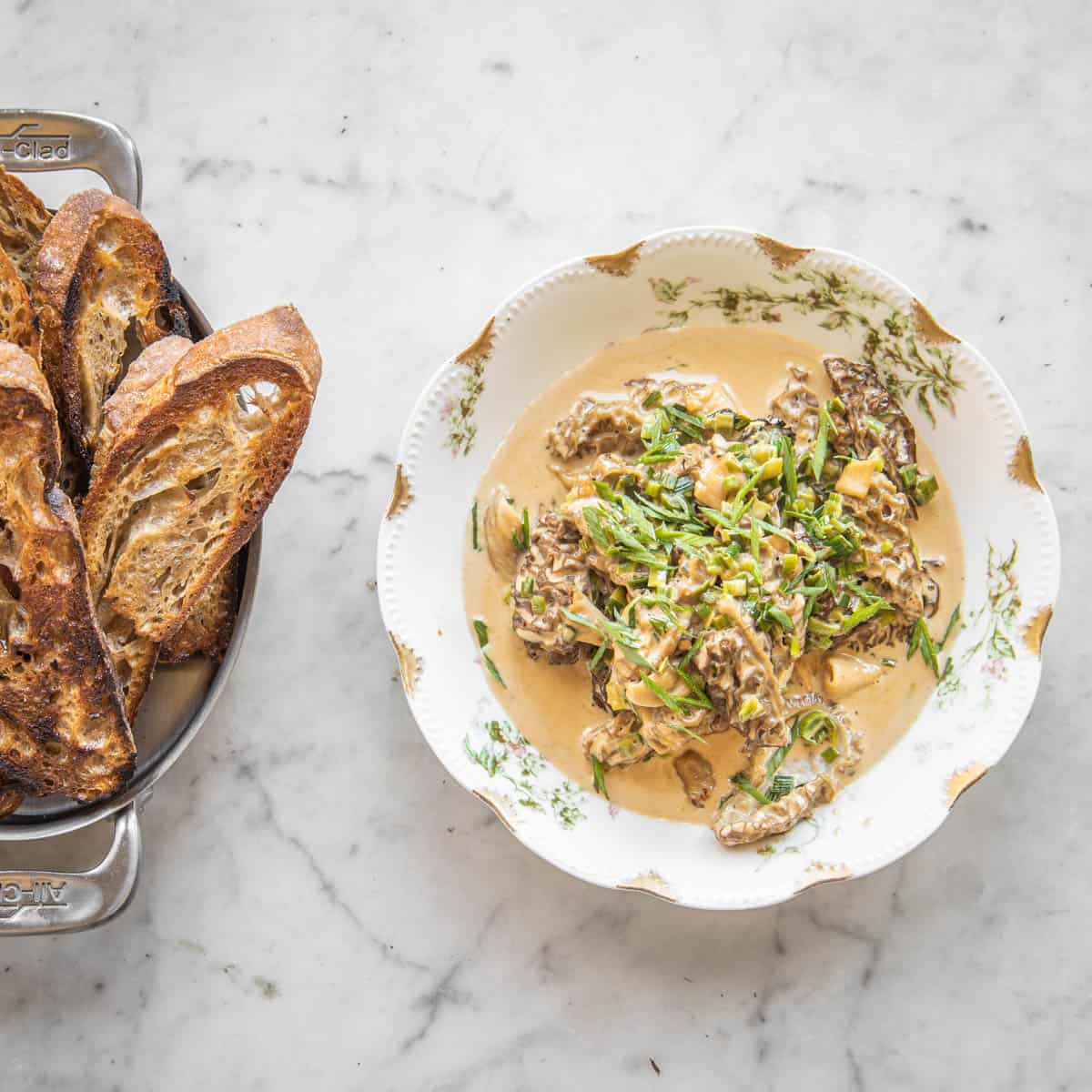 French morel mushrooms with cream 