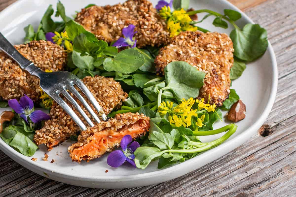 Sesame Baked Chicken of the Woods Mushrooms