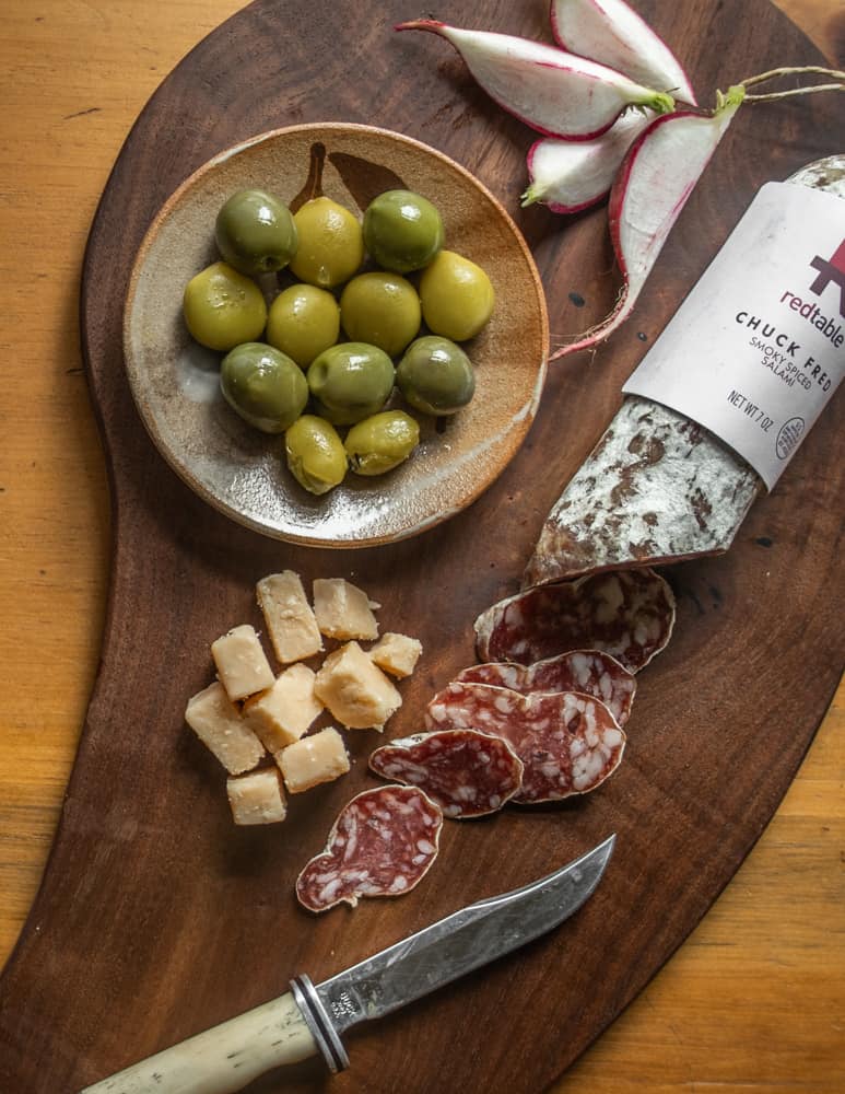 Antipasti with green Kentucky coffee beans 