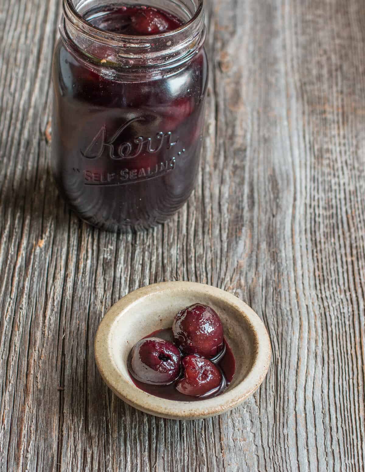 Cherries preserved in wild cherry gastrique 