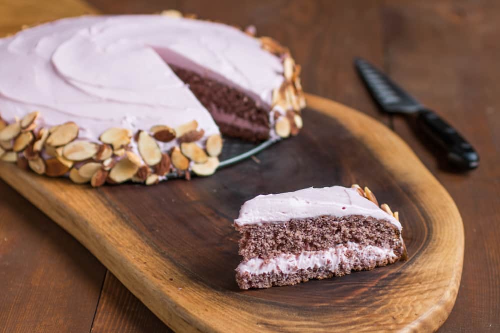 traditional bird cherry cake made with foraged wild cherries 