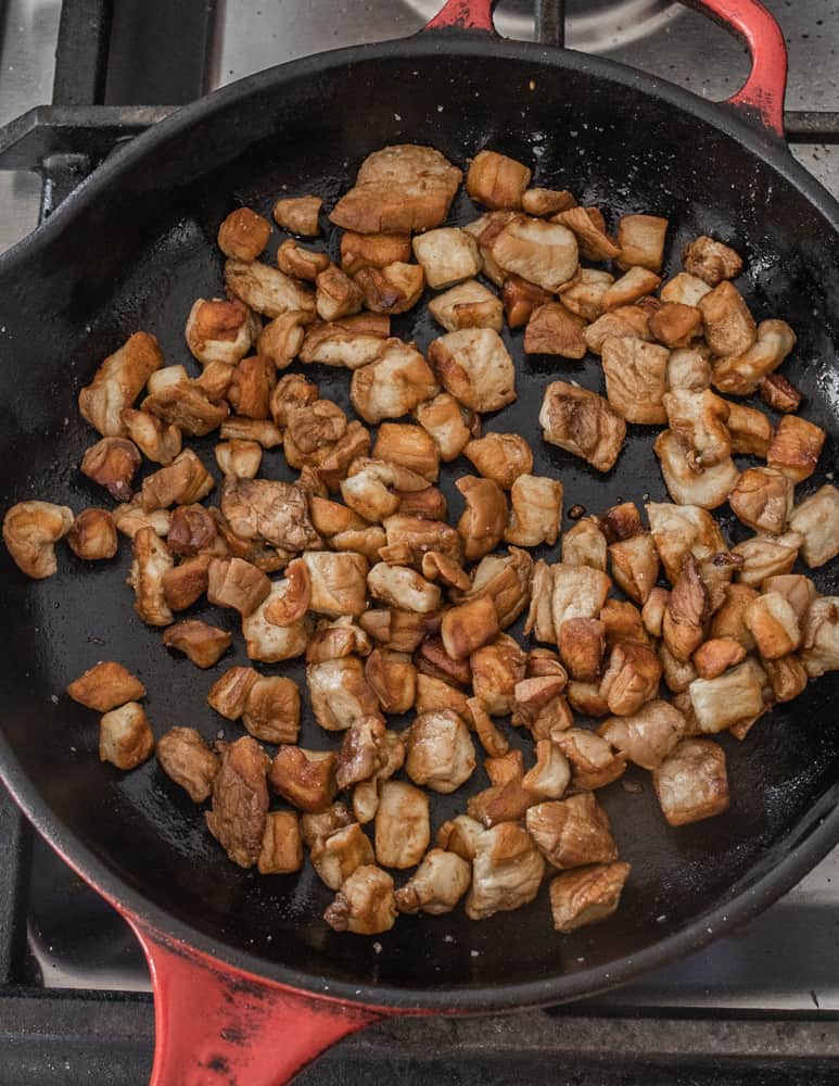 Browning puffball mushrooms for pasta sauce