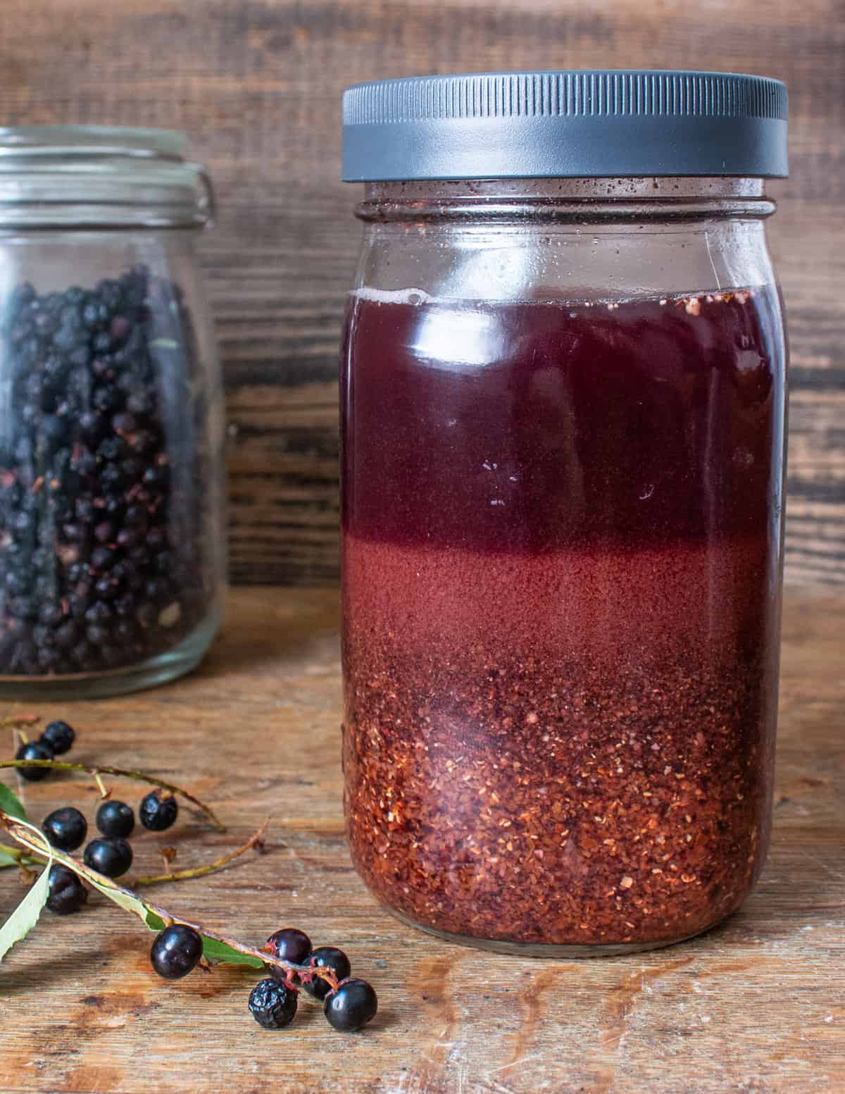 Liquor or noyeaux made with dried chokecherries