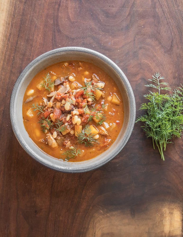 Brunswick stew made from smoked pigeons and young venison 