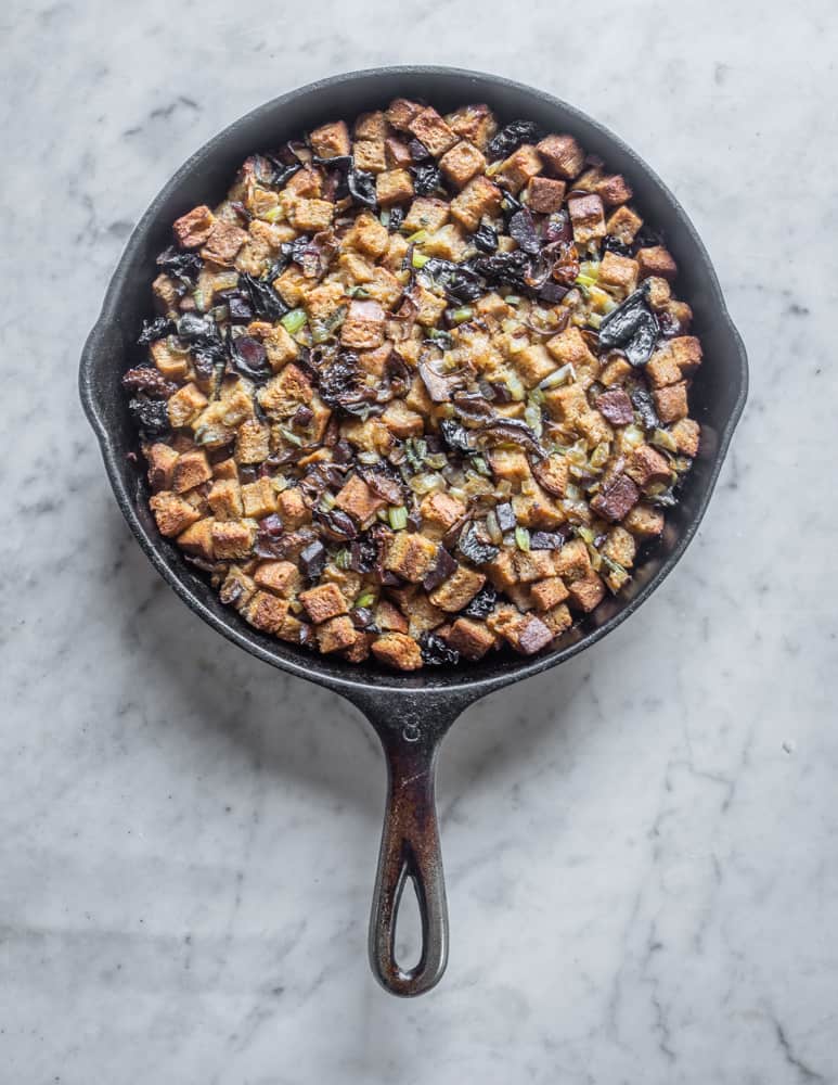 Dried morel mushroom stuffing with gizzard confit