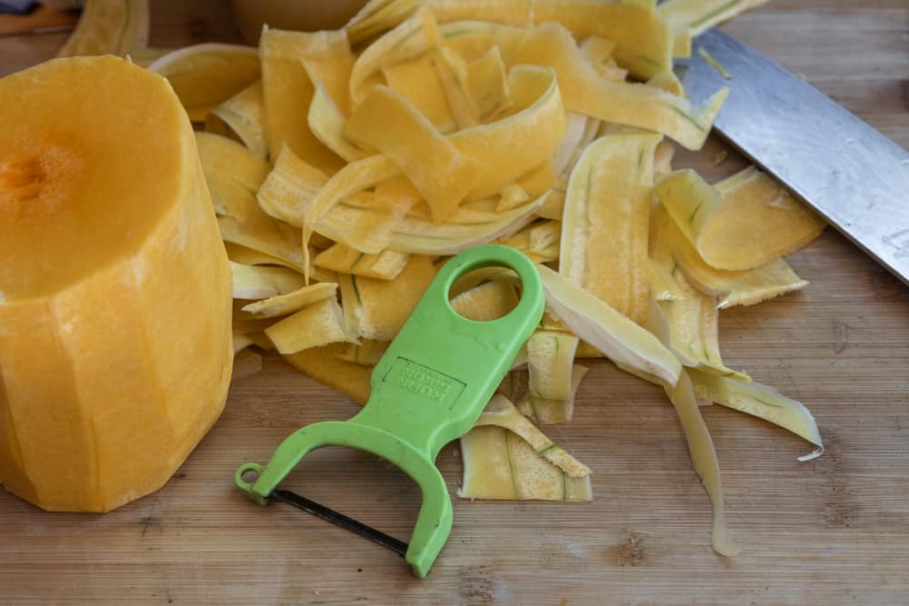 Peeling butternut squash