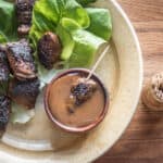 Venison steak tips with balsamic blue cheese sauce