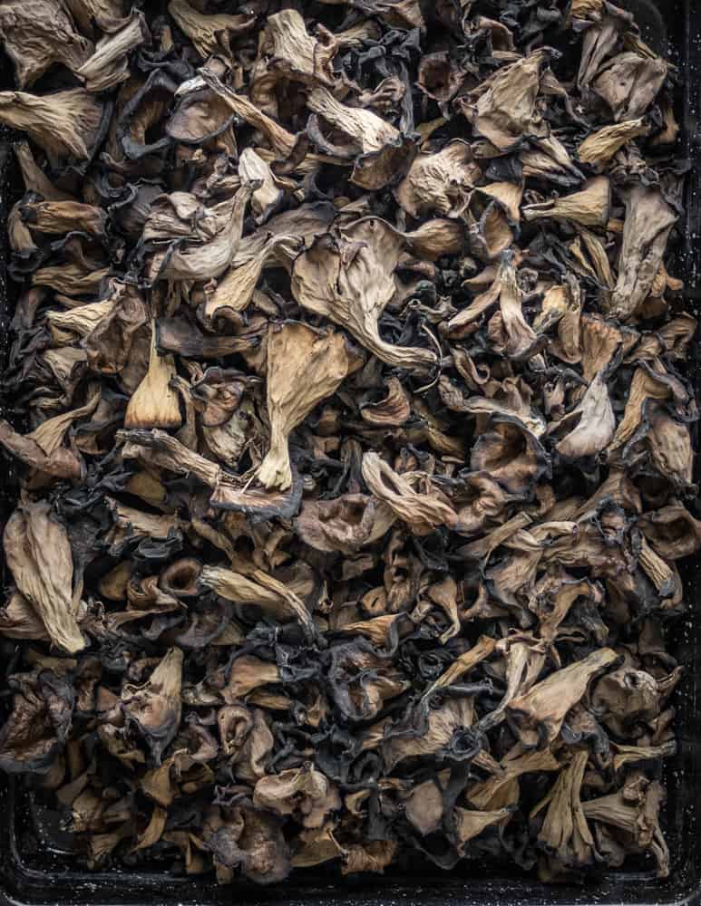 dried black trumpet mushrooms or Craterellus fallax