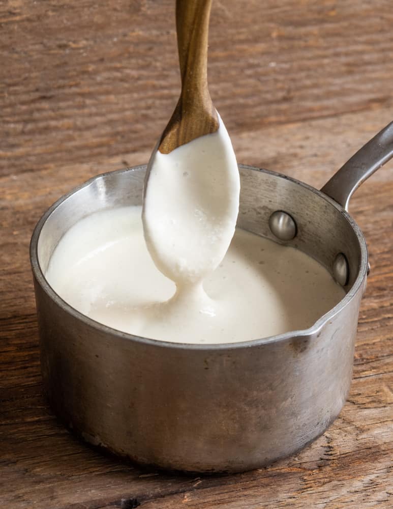 Puffball mushroom parmesan sauce