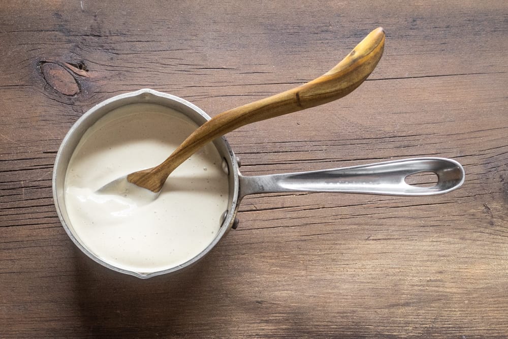 Puffball mushroom parmesan sauce