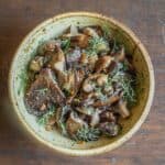 Slow cooked honey and aborted entoloma mushrooms