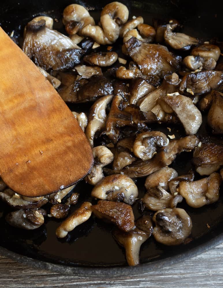 Slow cooked honey and aborted entoloma mushrooms