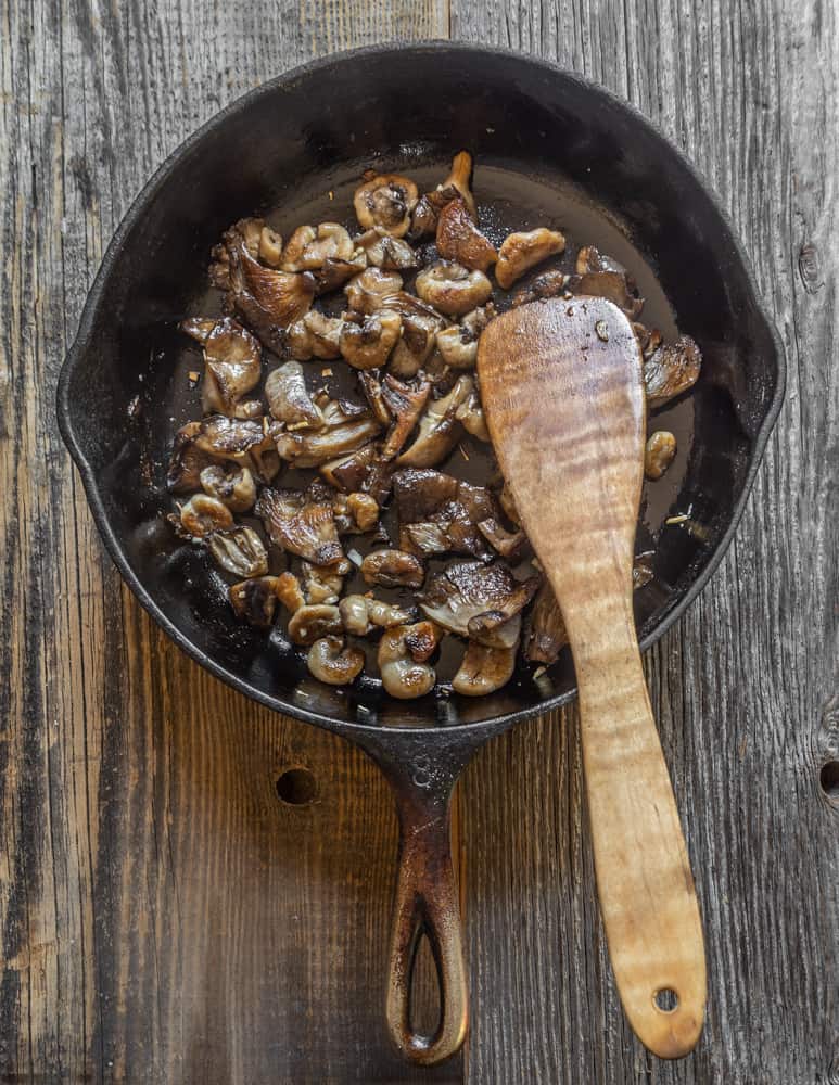 Slow cooked honey and aborted entoloma mushrooms