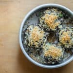 Stuffed parasol mushroom caps with wild rice