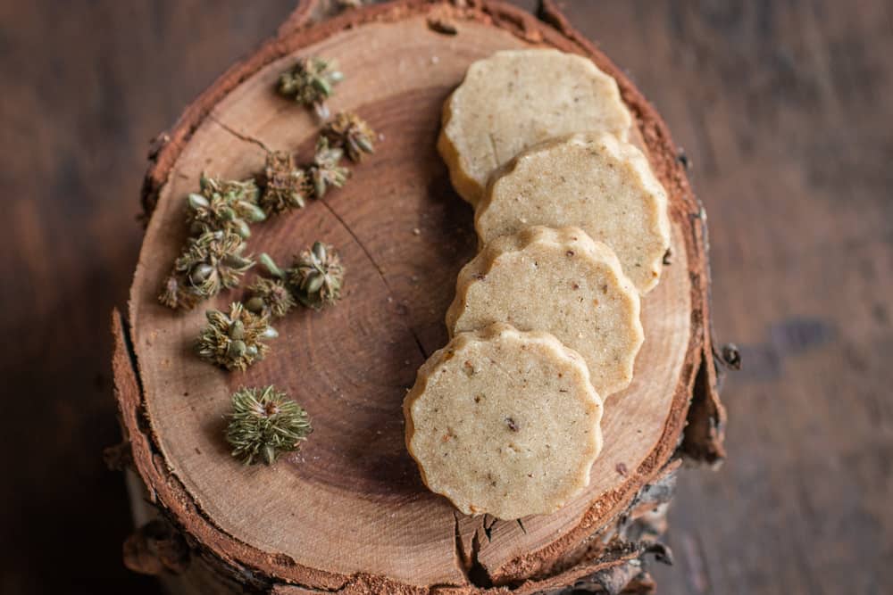 Sweetfern seed shortbread cookies