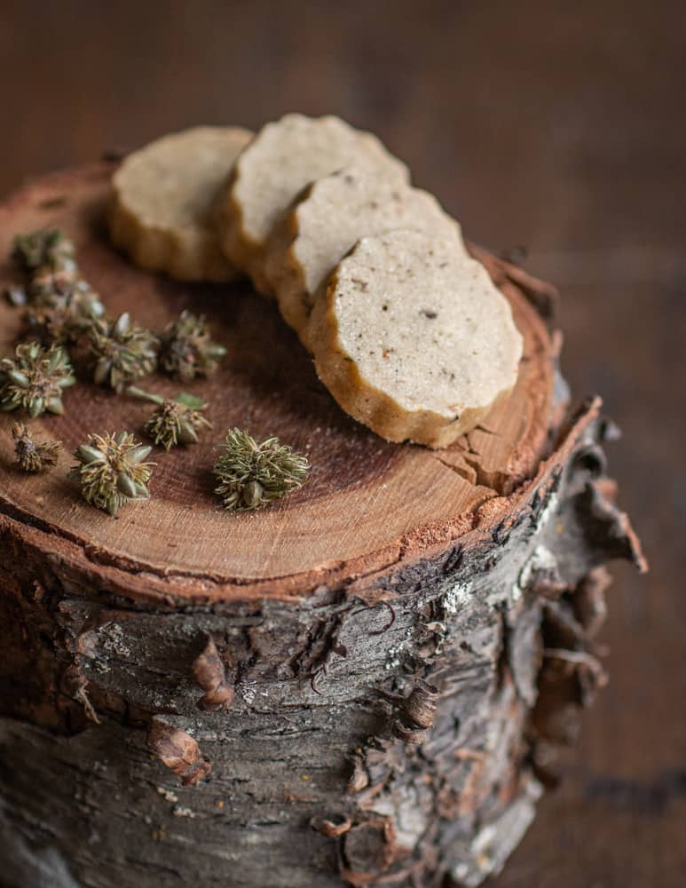 Sweetfern seed shortbread cookies