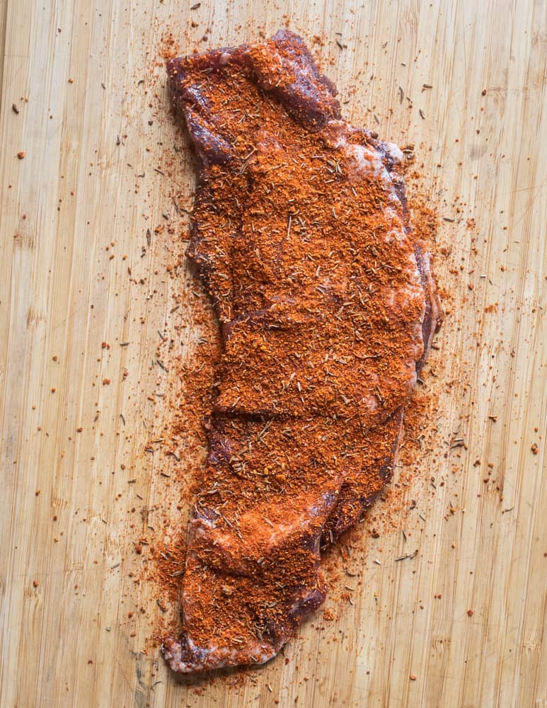 Dry rubbed venison breast for tasso ham