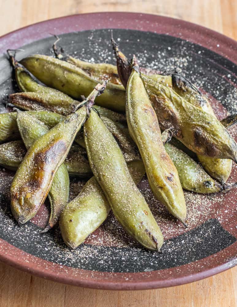 Whole fava beans with foraged golpar