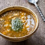 Zuppa Ortiche Italian Nettle Soup in a bowl