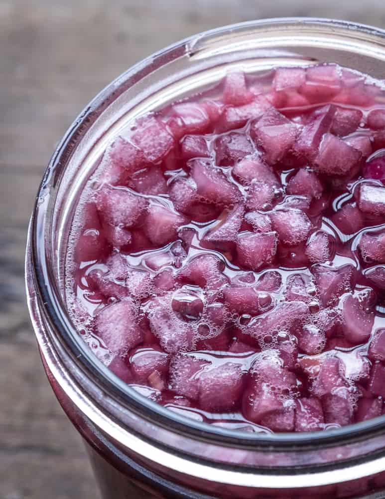 Red Onions Pickled in Foraged Fruit Vinegar