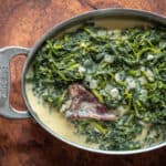 creamed spinach in a serving dish