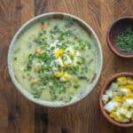 Cow Parsnip Green Borscht with chopped egg and dill