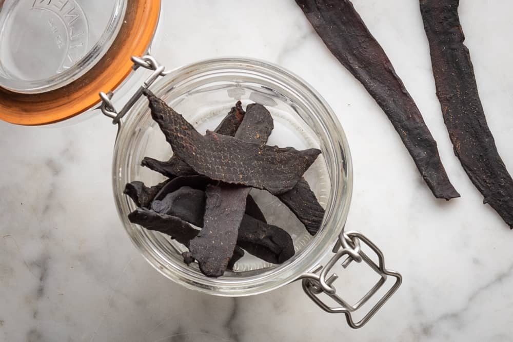 Puffball Mushroom Jerky in a cup 