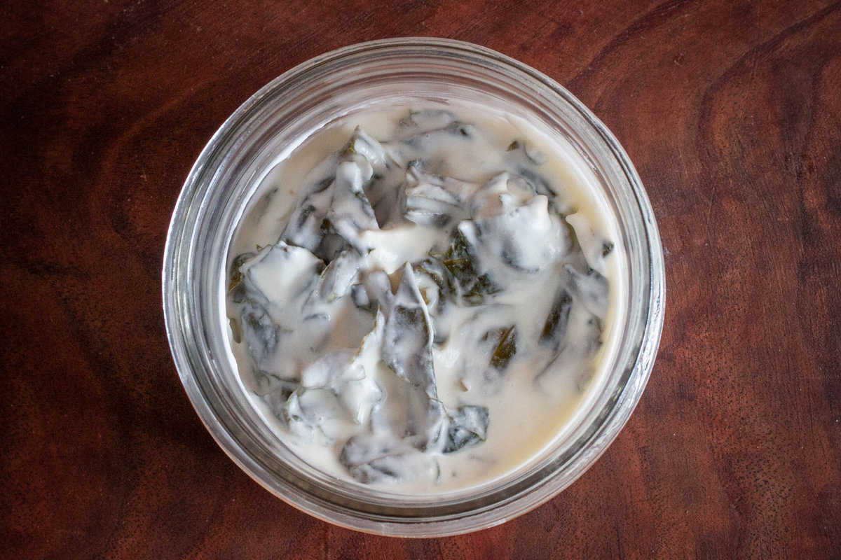 Fermented ramp leaves (Черемша) with cream