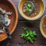 Nettle, dandelion and ramp leaf pudding