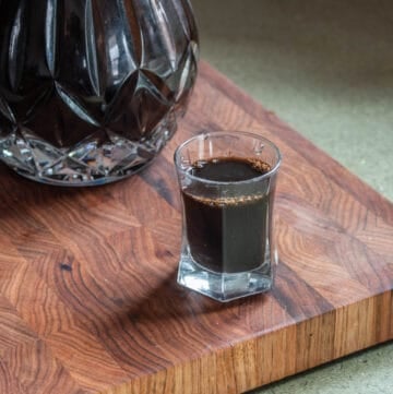 a small shot glass of vin de noix or walnut wine