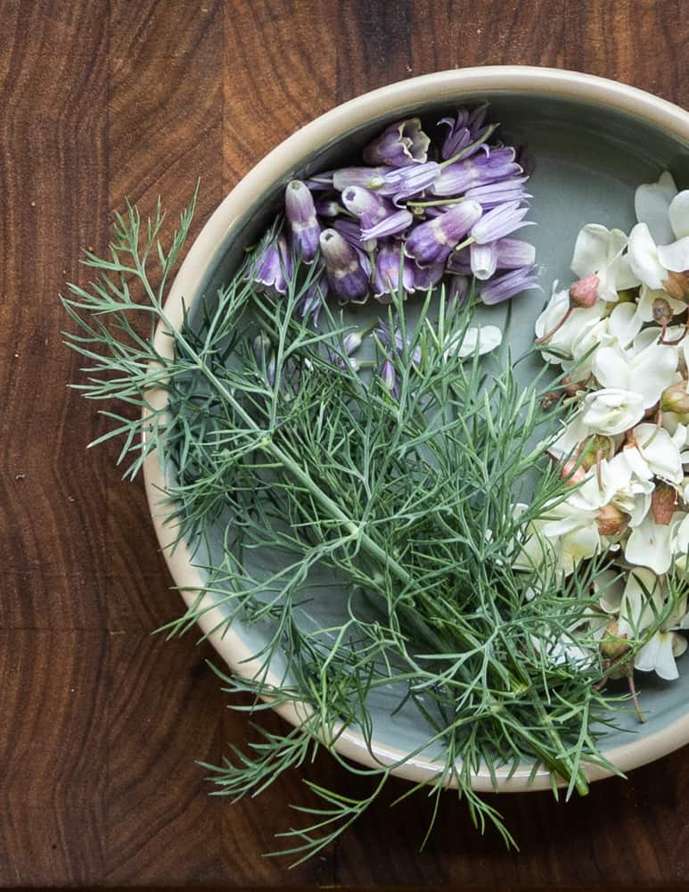 Dill, locust flowers and chive blossoms