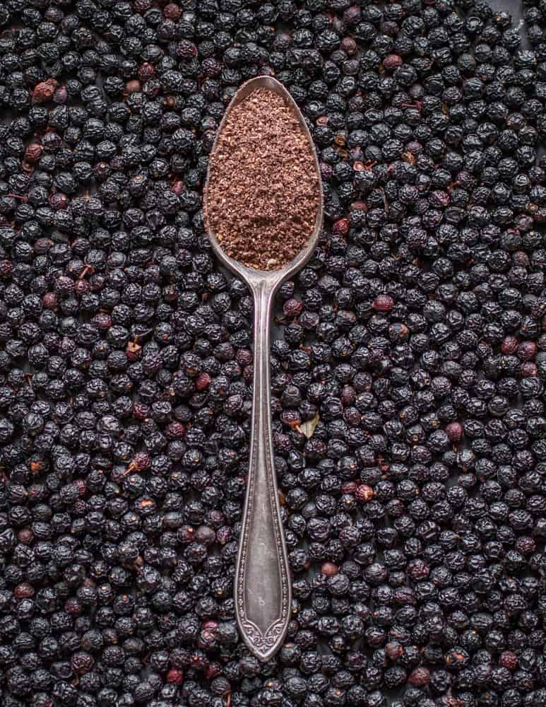 Bird cherry flour made from chokecherries 