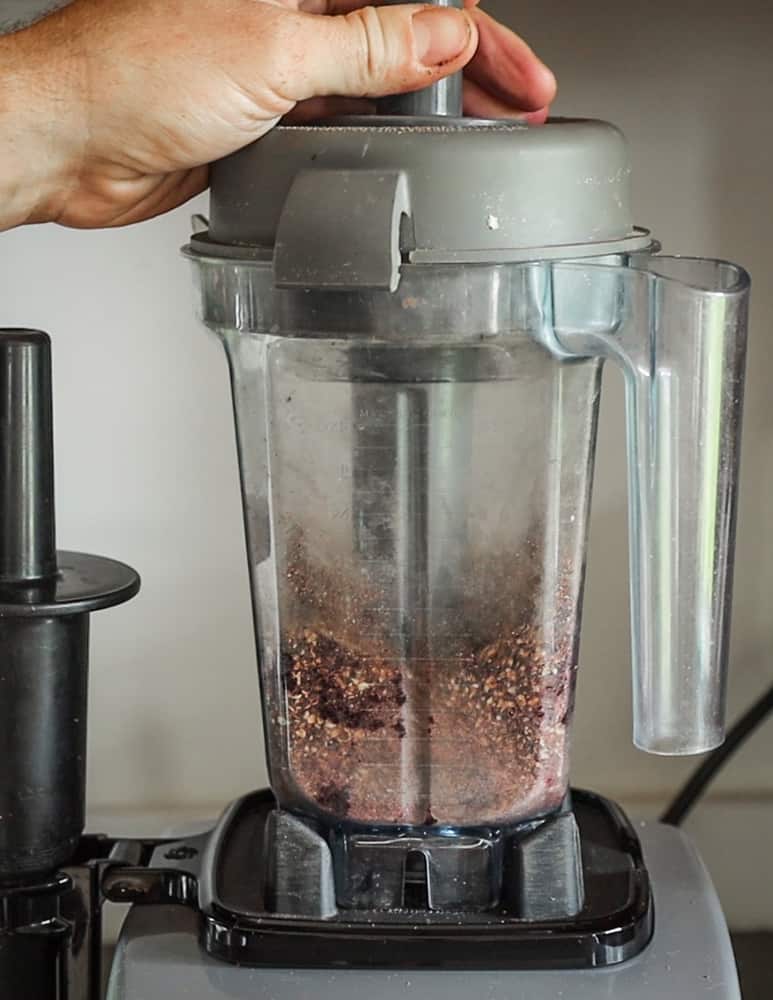 Grinding dried cherries in a vitamix dry bowl