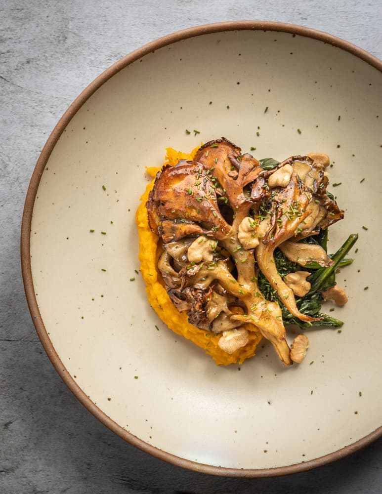 Hen of the woods or maitake mushrooms with brown butter and sage
