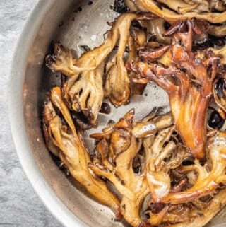 Hen of the woods or maitake mushrooms with brown butter and sage