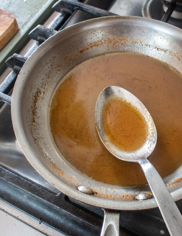 Making a brown butter pan sauce