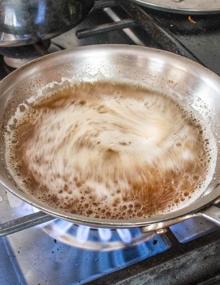 Making a brown butter pan sauce