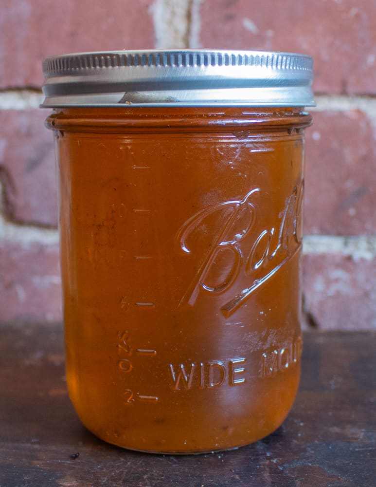 Shagbark hickory syrup in a jar