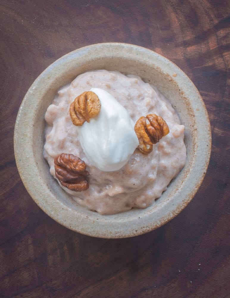 Hickory nut milk rice pudding inspired by Kanuchi