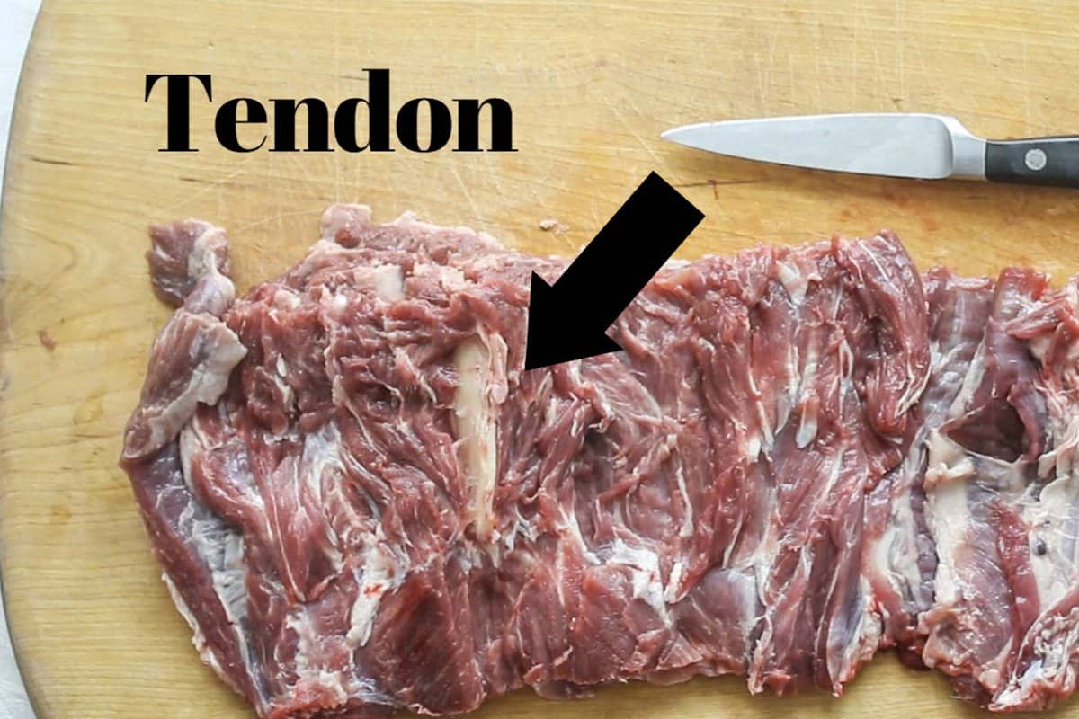 removing the tendon from a venison neck 